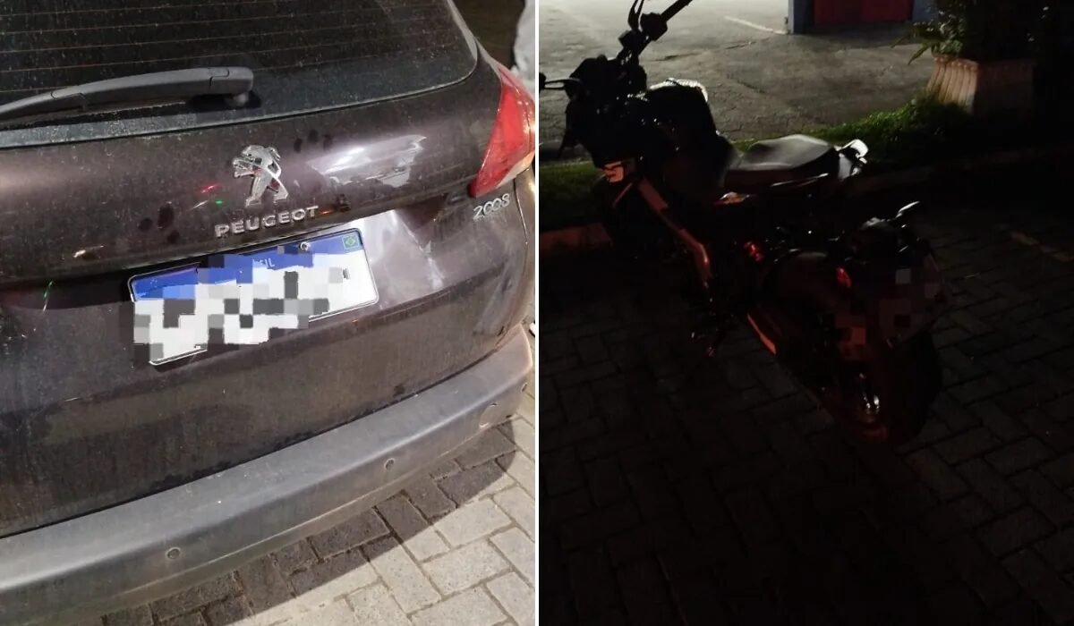 Acidente entre moto e carro deixa jovem ferido e adolescente hospitalizada em Pomerode
