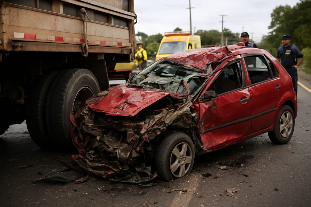 Jovem de 19 anos morre após carro colidir na traseira de caminhão em Blumenau